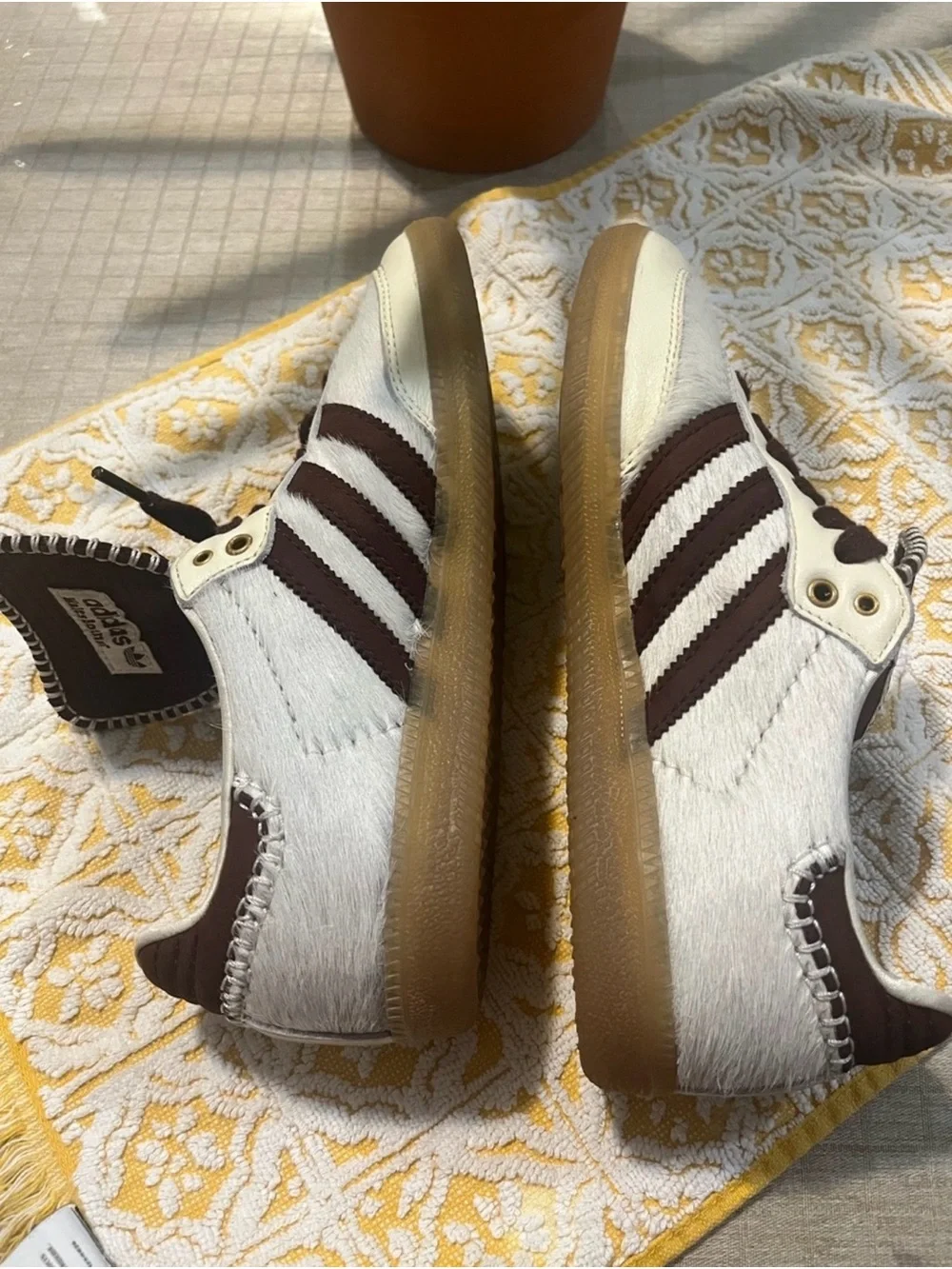 Wales Bonner x adidas Samba premium, shaggy cream-white pony hair Sneakers M6